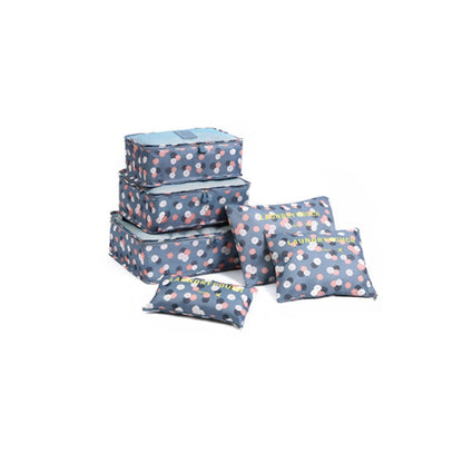 6Pcs Travel Storage Bag Set for Clothes Tidy Organizer for Suitcase-Blue