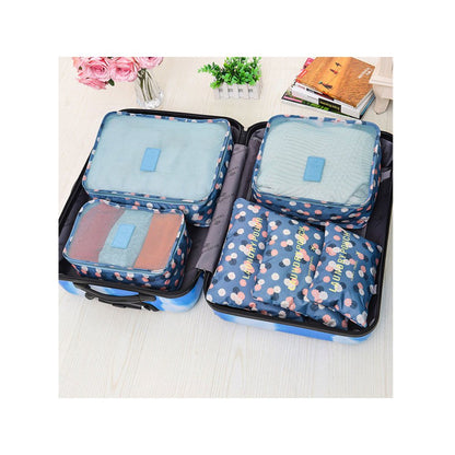 6Pcs Travel Storage Bag Set for Clothes Tidy Organizer for Suitcase-Blue