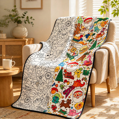 Adults Christmas Colouring Blanket DIY Colour-In Throw Blanket 70x100cm Style A
