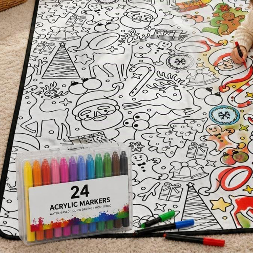 Adults Christmas Colouring Blanket DIY Colour-In Throw Blanket 150x200cm Style A