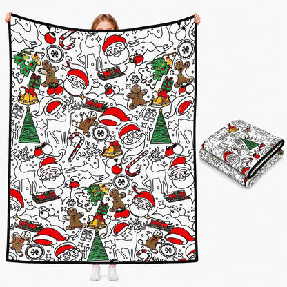 Adults Christmas Colouring Blanket DIY Colour-In Throw Blanket 150x130cm Style A