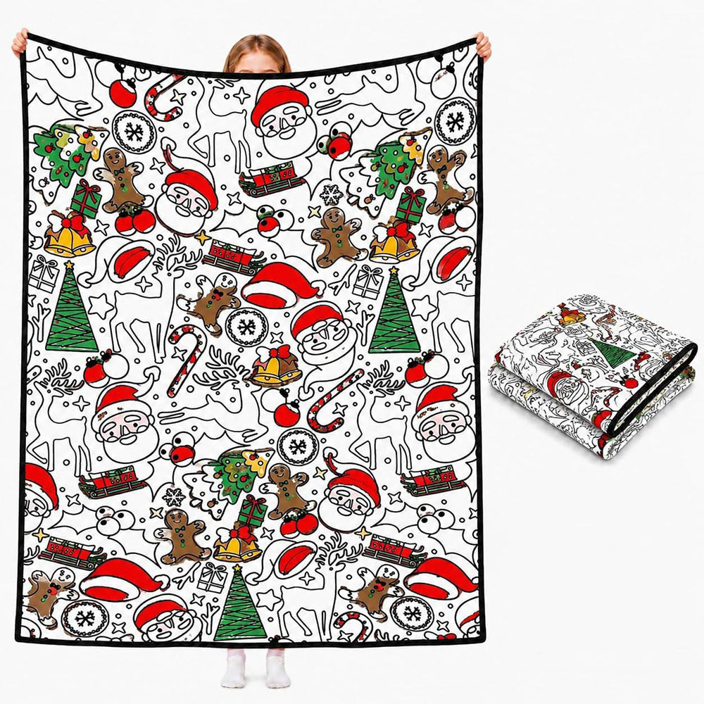 Adults Christmas Colouring Blanket DIY Colour-In Throw Blanket 150x200cm Style A