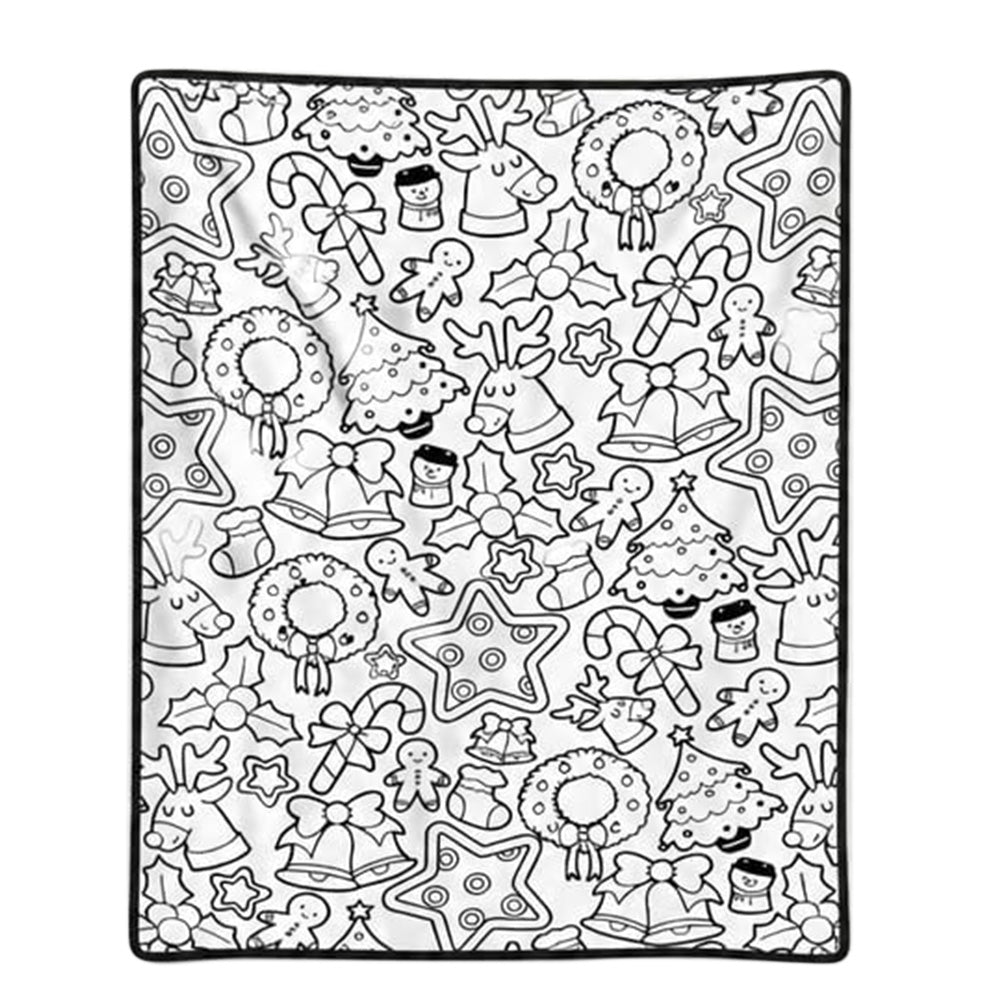 Adults Christmas Colouring Blanket DIY Colour-In Throw Blanket 150x130cm Style B