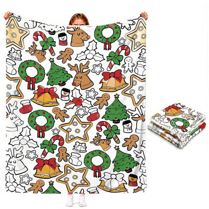 Adults Christmas Colouring Blanket DIY Colour-In Throw Blanket 150x200cm Style B