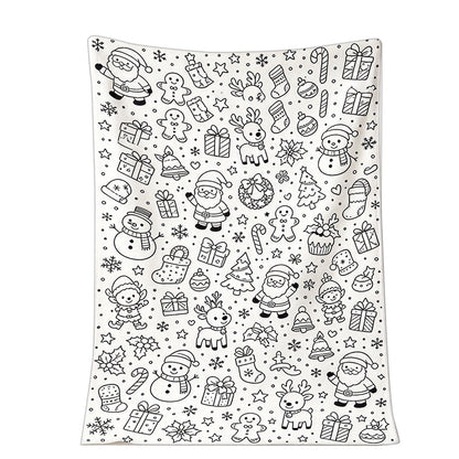 Adults Christmas Colouring Blanket DIY Colour-In Throw Blanket 150x200cm Style C