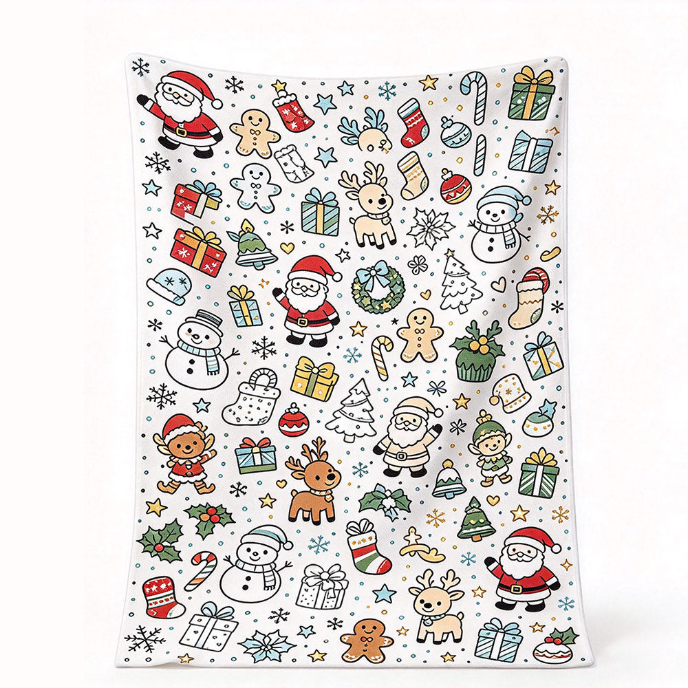 Adults Christmas Colouring Blanket DIY Colour-In Throw Blanket 70x100cm Style C
