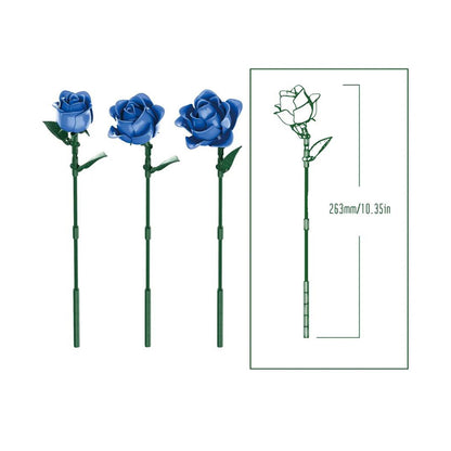 DIY 585-Piece Building Blocks Rose Bouquet Kit-Blue