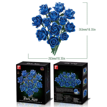DIY 585-Piece Building Blocks Rose Bouquet Kit-Blue
