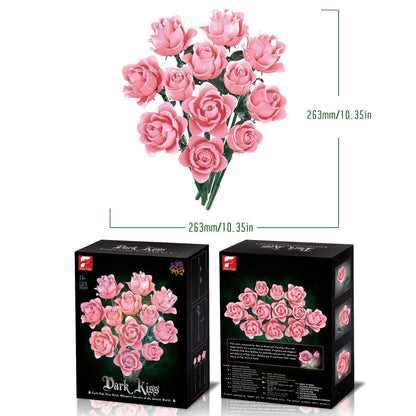 DIY 585-Piece Building Blocks Rose Bouquet Kit-Pink