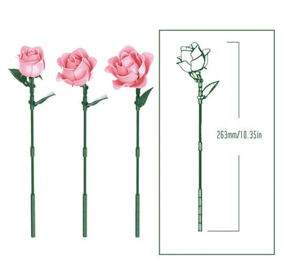 DIY 585-Piece Building Blocks Rose Bouquet Kit-Pink
