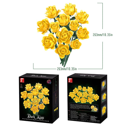 DIY 585-Piece Building Blocks Rose Bouquet Kit-Yellow