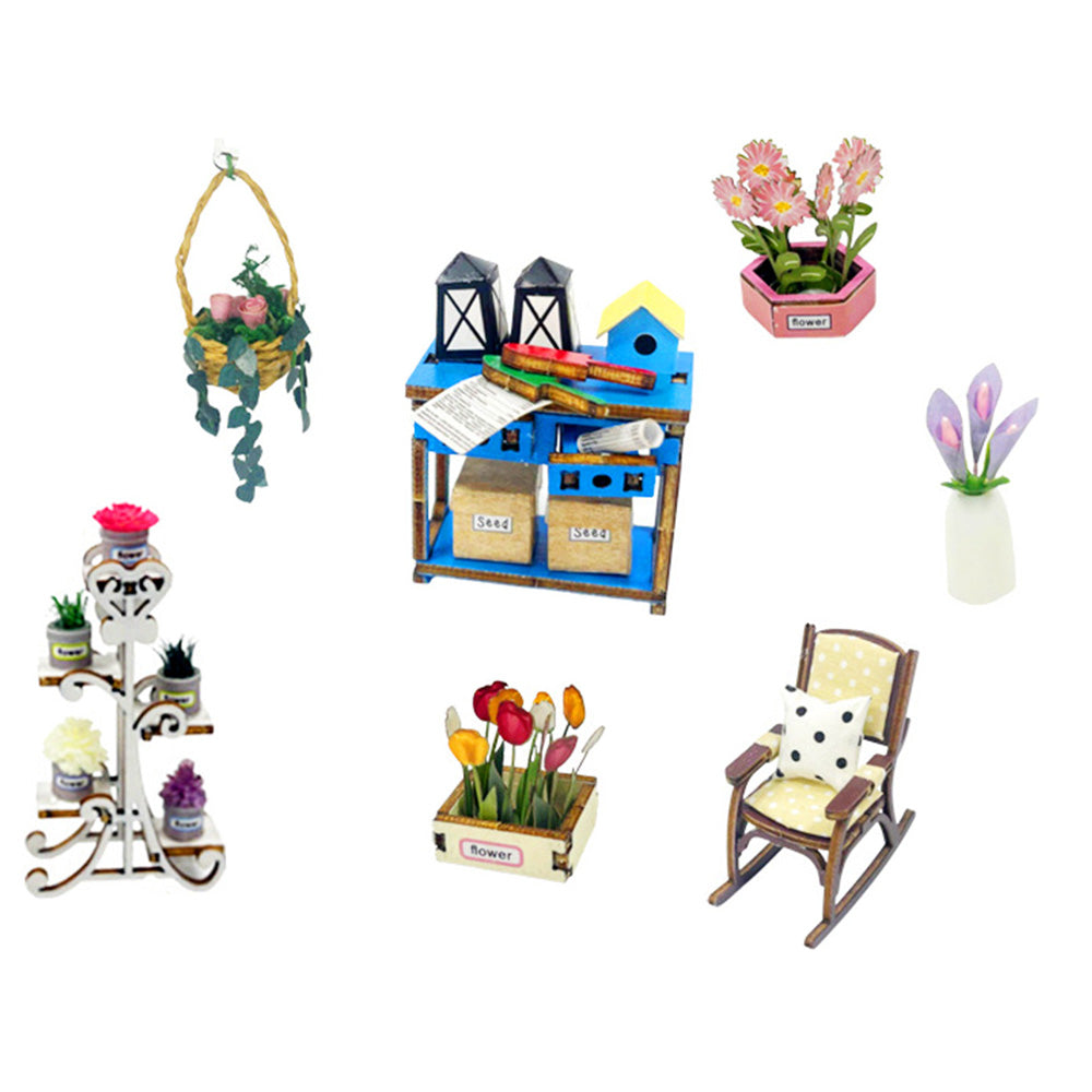 3D DIY Book Nook Puzzle Kit Garden House Miniature Dollhouse Shelf Insert