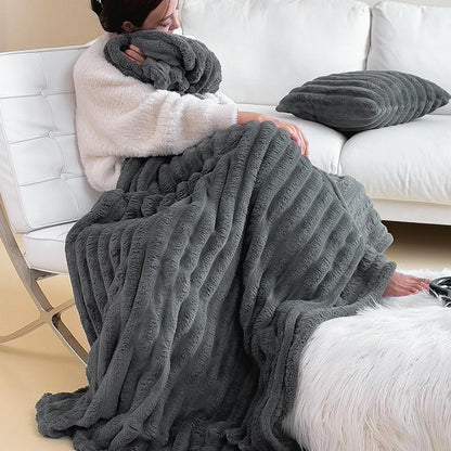 Throw Blanket for Couch Sofa Soft Fleece Throw Blankets Room Home Decor-Grey