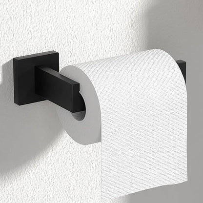 5Pcs Bathroom Towel Bar Set 40cm Stainless Steel Wall Mount Black