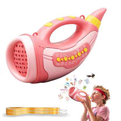 2 Modes Animal Hoot Caller with 12 Sound Effects Outdoor Nature Exploration Toy for Kids Pink