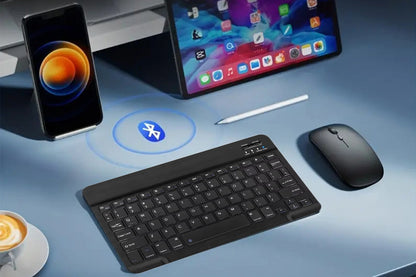 Ultra Slim Portable Wireless Bluetooth Keyboard Mouse Combo for Tablet Laptop -Black