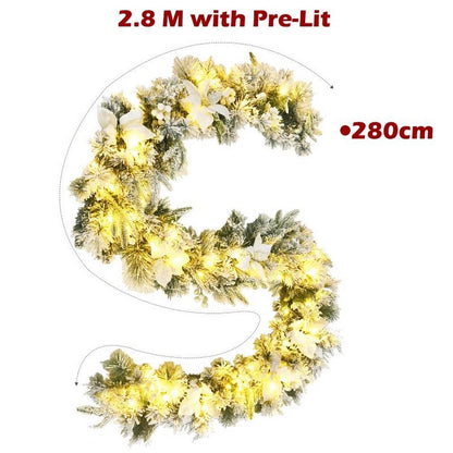 Christmas Rattan Garland LED Light Up Garland for Indoor Outdoor Garden Gate Home Decorations-Gold