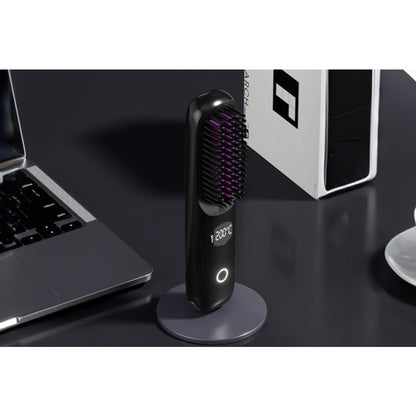 USB Rechargeable Hair Straightening Brush -Black