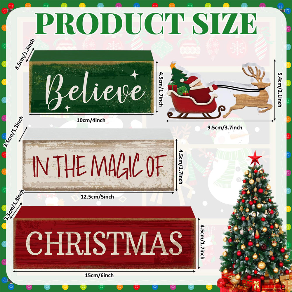 Christmas Table Decorations Stacked Block Rustic Farmhouse Block Sign