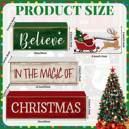 Christmas Table Decorations Stacked Block Rustic Farmhouse Block Sign