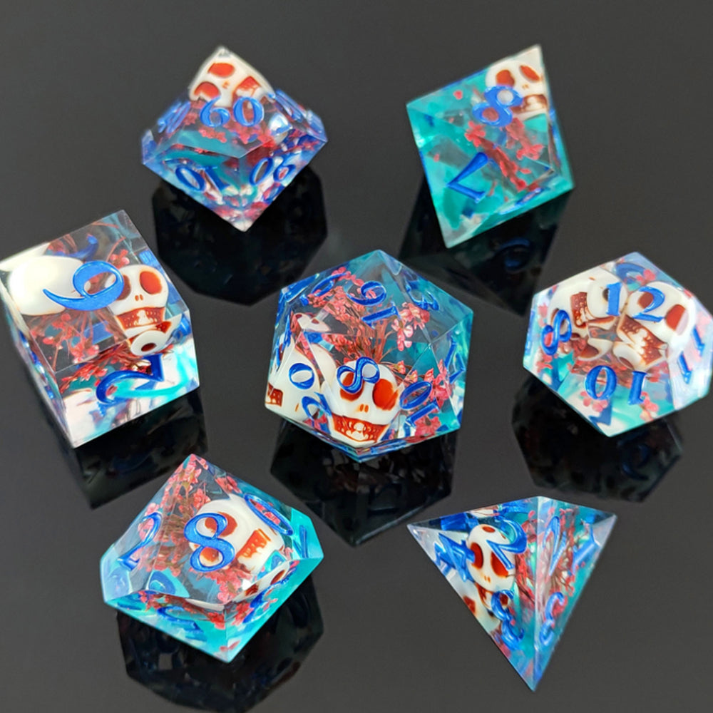 7Pcs Set DND Dice Resin Dice Table Games Accessories Style 2