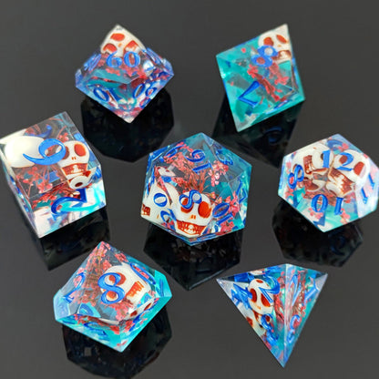 7Pcs Set DND Dice Resin Dice Table Games Accessories Style 2