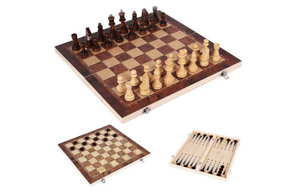3 In 1 Chess Backgammon Checkers Set Wooden Chess Set Board Game
