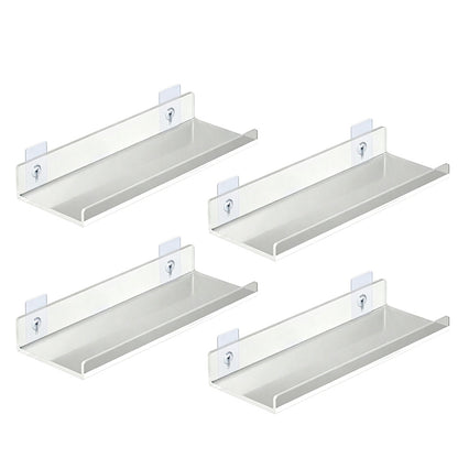 4 Pack Acrylic Wall Shelves Clear No Drill Storage Rack for Bedroom Living Room Bathroom