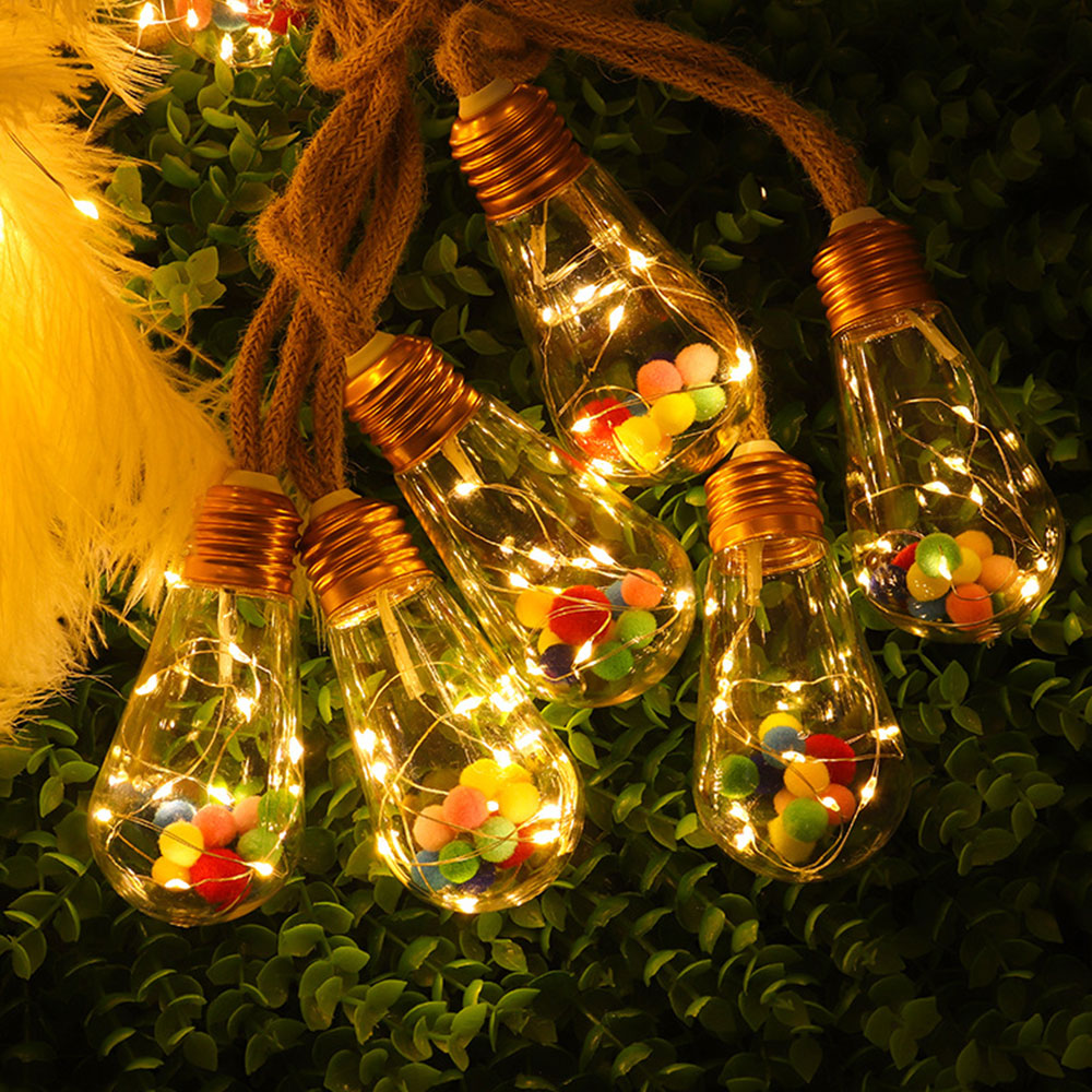 8M Solar String Lights Outdoor Vintage Rope Hemp Patio Bulb Lights for Christmas Garden Fence Balcony Style 2
