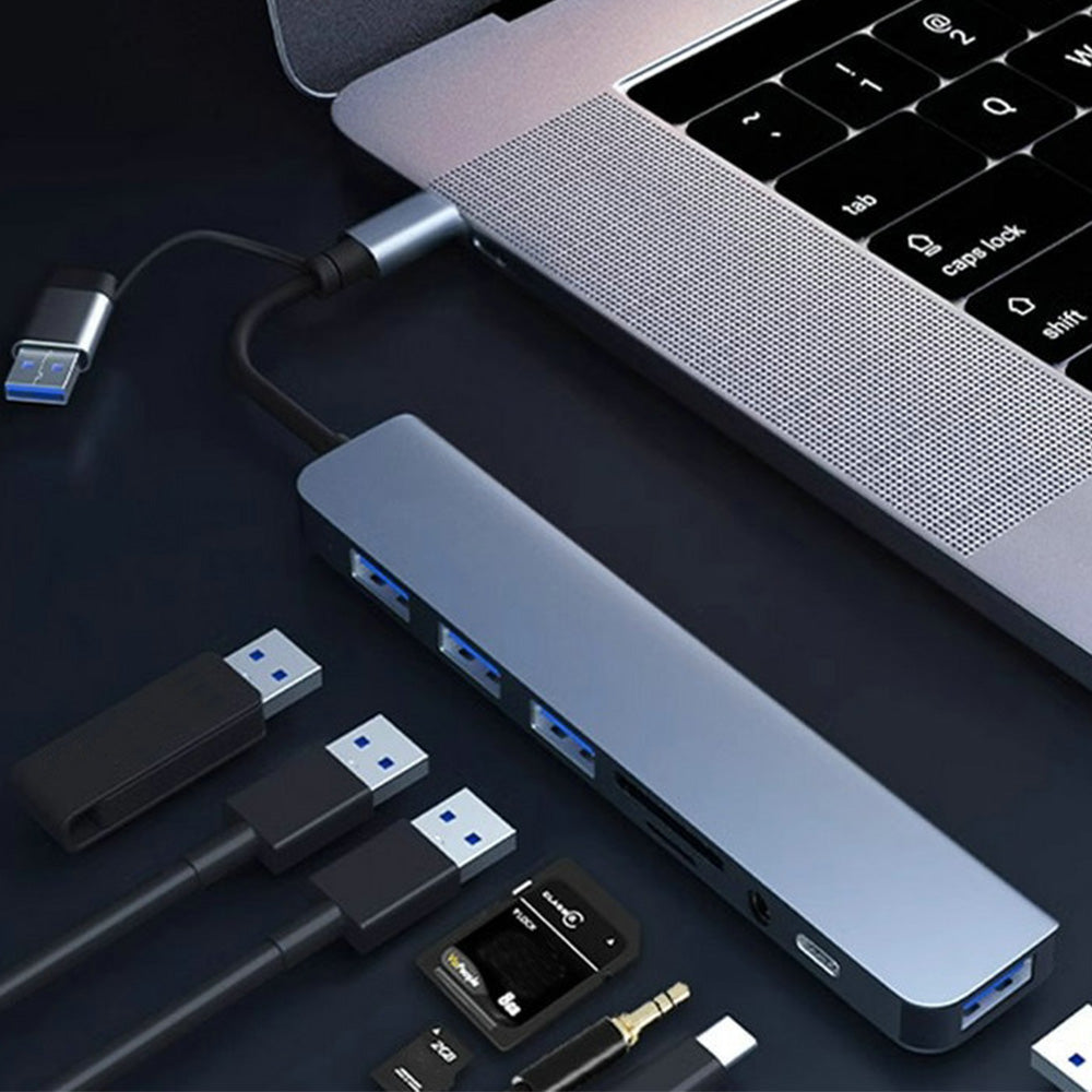 8-in-1USB-C HUB Multiport Adapter SD/TF Card Reader for Laptop Desktop