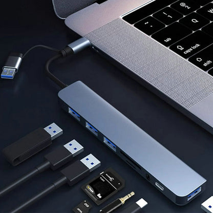 8-in-1USB-C HUB Multiport Adapter SD/TF Card Reader for Laptop Desktop