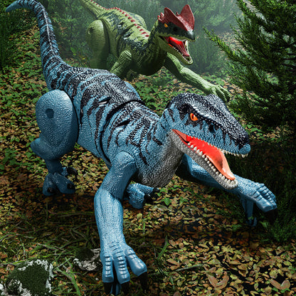 2.4Ghz Remote Control Dinosaur Toy Kids Electric RC Walking Toy Blue Velociraptor