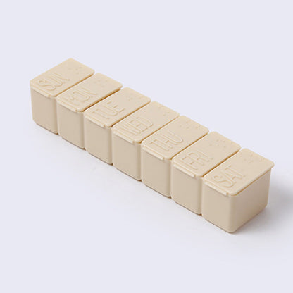 4 PCS Weekly Pill Organizer 7 Day Medicine Box with Compartments for Travel Home Apricot