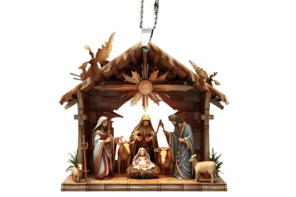 7Pcs 2D Christmas Nativity Scene Ornaments the Birth of Jesus Decor