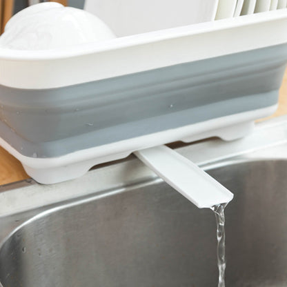 Foldable Dish Drying Rack with Utensil Holder Collapsible Kitchen Sink Organizer