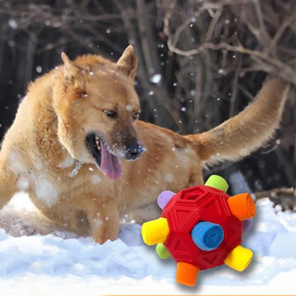 Dog Snuffle Ball Slow Feeder Puzzle Toy for Treats-Red