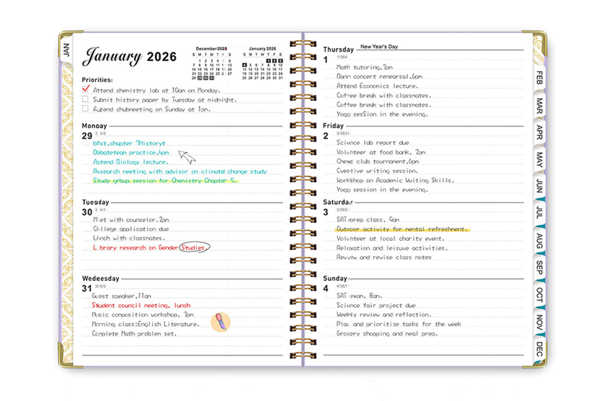 2026 Planner Weekly Monthly A5 Daily Organizer January to December Notebook -Purple and Cyan