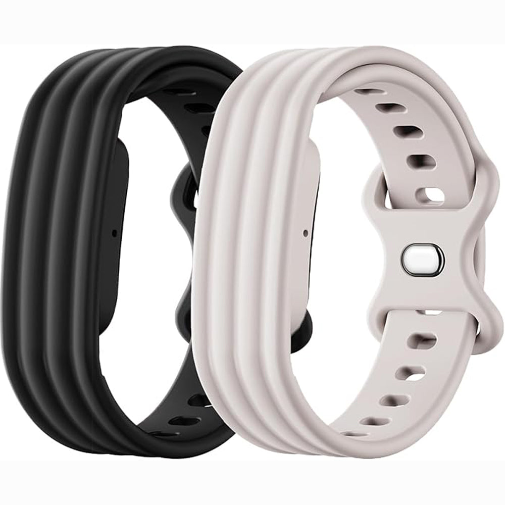 2 Piece Silicone Band Replacement for Google Fitbit Air- Black and Beige