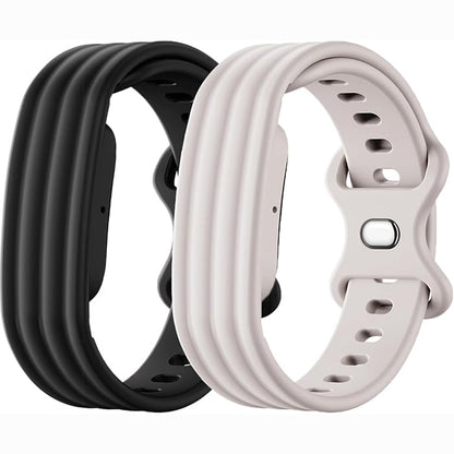 2 Piece Silicone Band Replacement for Google Fitbit Air- Black and Beige