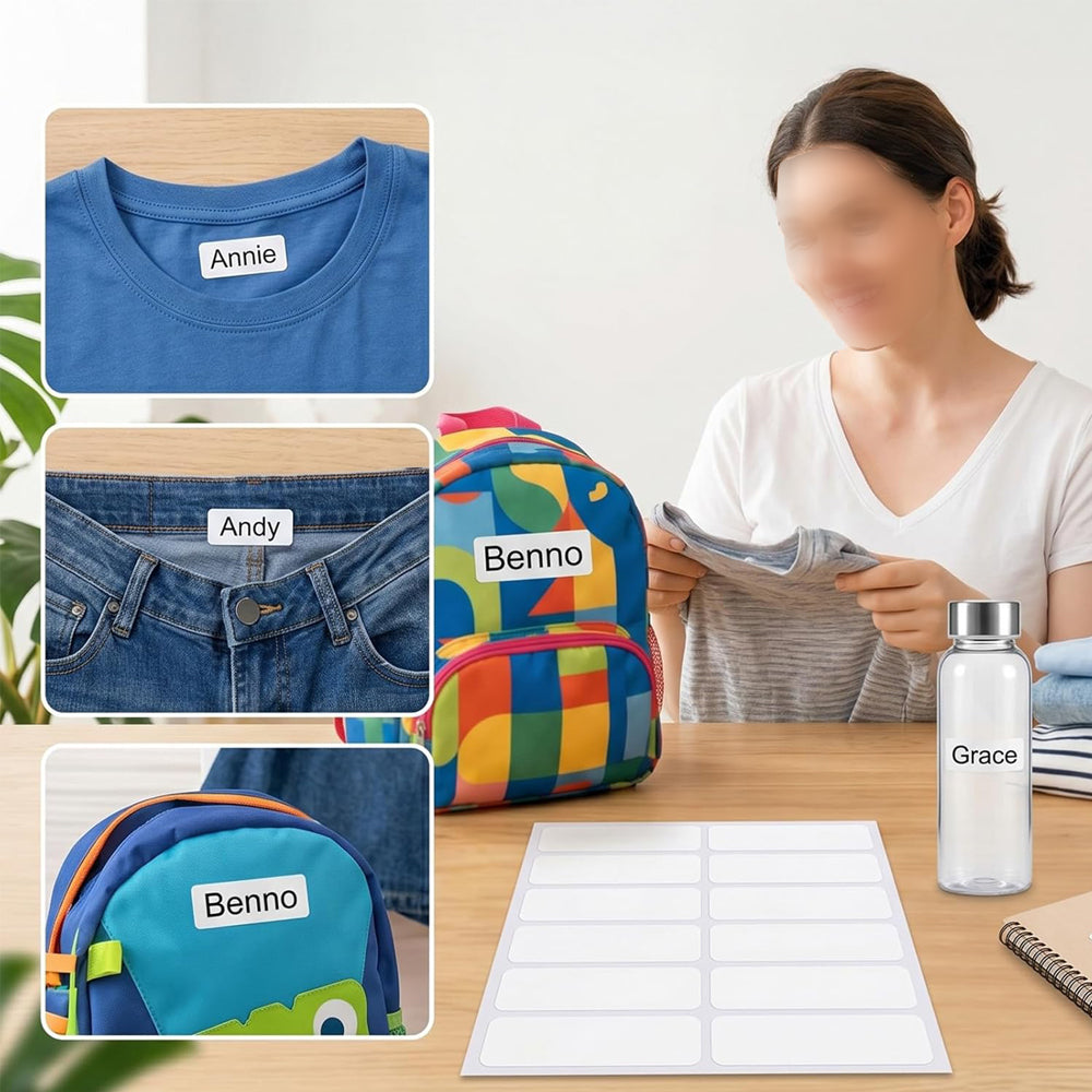 200 Piece Waterproof Self-Stick No Iron Clothing Labels