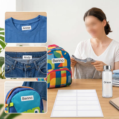 200 Piece Waterproof Self-Stick No Iron Clothing Labels