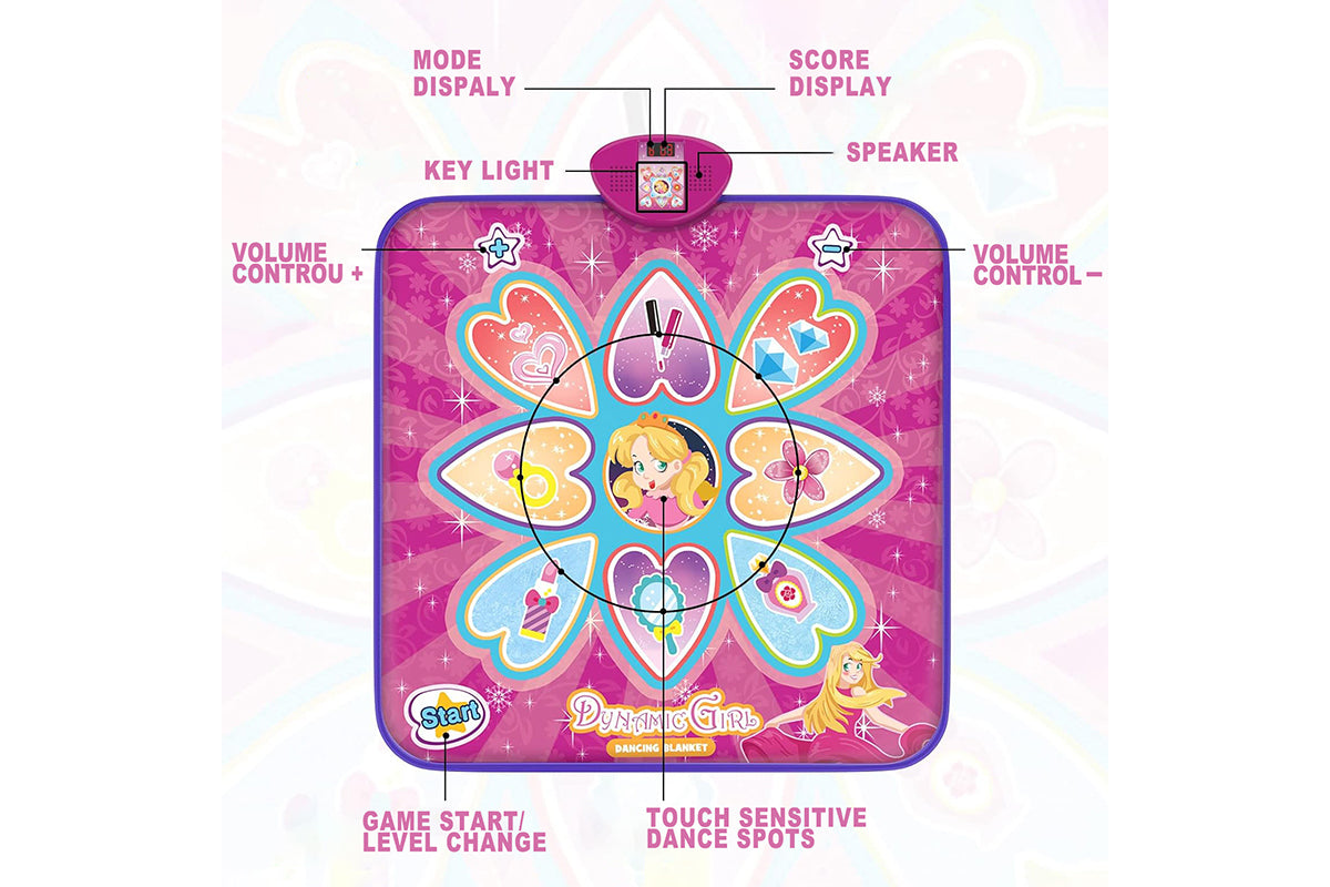 Dance Mat Pink Princess Toys for Girls Electronic Dance Pad with 7 Game Modes Musical Mat Christmas Gift
