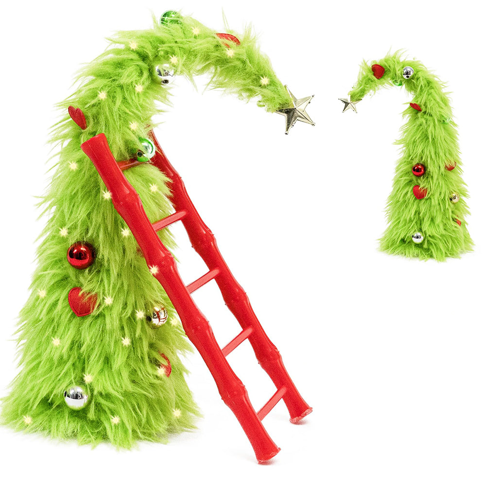 Bendable Desktop Christmas Tree with Lights and Mini Ladder -Star