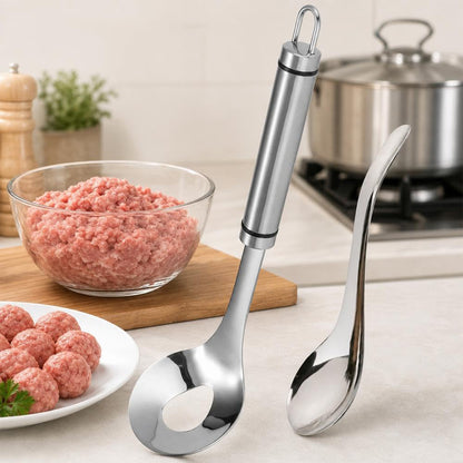 4 Piece Stainless Steel Meatball Maker Spoon and Auxiliary Spoon Set