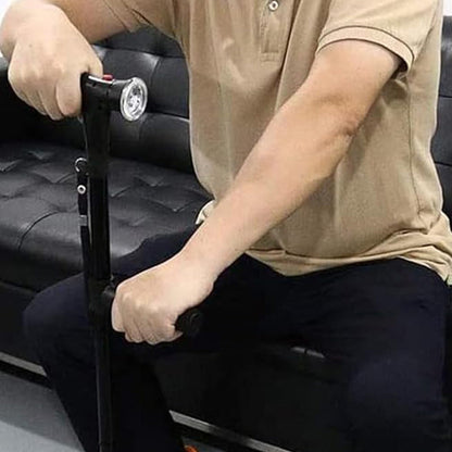 Walking Cane with LED Light Alarm Adjustable Dual Handles for Seniors and Adults