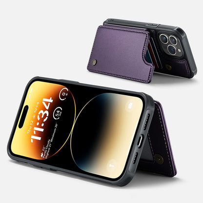 For iPhone 16 Series RFID Blocking Wallet Case with Card Holder Shockproof Phone Cover for Women Men Purple