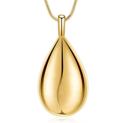 Stainless Steel Teardrop Cremation Pendant â€?Keepsake Memorial Necklace Gold