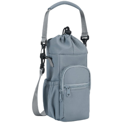 Multi-pocket Water Bottle Sleeve with Adjustable Strap Insulated Bottle Carrier Sling Bag for Walking Hiking Blue