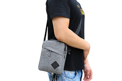 Men's Oxford Crossbody Shoulder Bag with Adjustable Strap and Multi-Pocket Messenger Design-Grey
