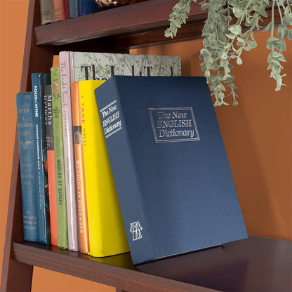 Dictionary Book Secret Money Case  Key Lock Jewellery Security Box  Navy